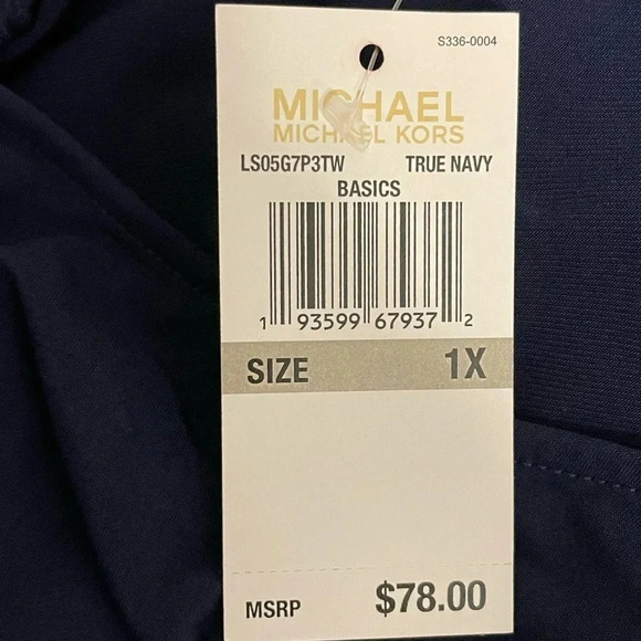 Michael Kors Lattice Sleeve Blue Top Size 1X Plus NEW Short Sleeve - Picture 6 of 6